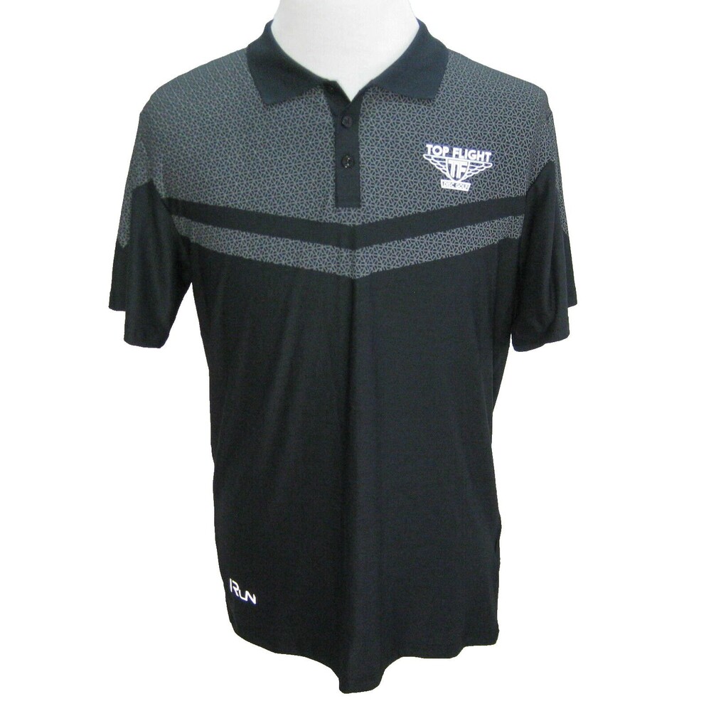 TOP FLIGHT Disc Golf Men's (Size XL) Gray Black Short Sleeve Polo Shirt Frolf